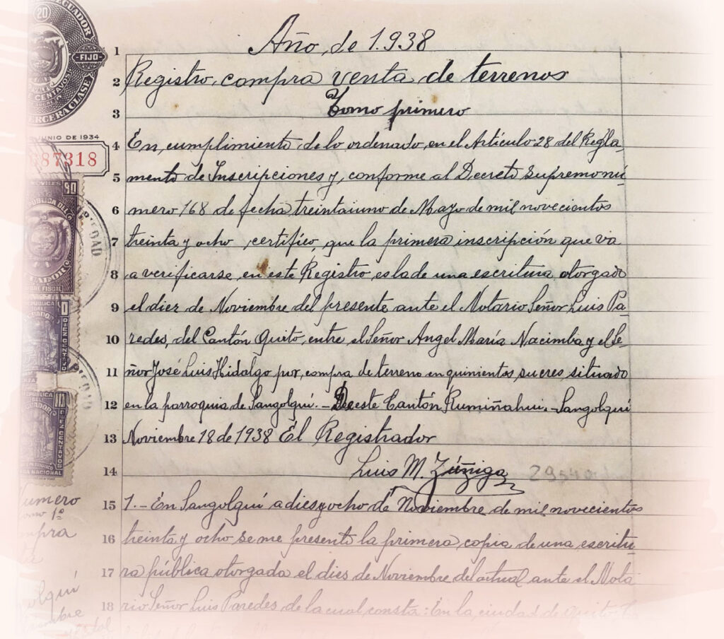 Primera Inscripción realizada en 1938
